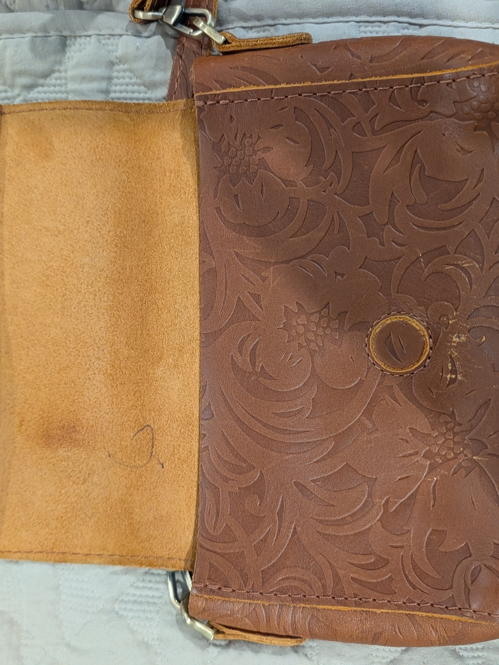 Portland Leather Embossed Leather Crossbody Cognac - Picture 5 of 7